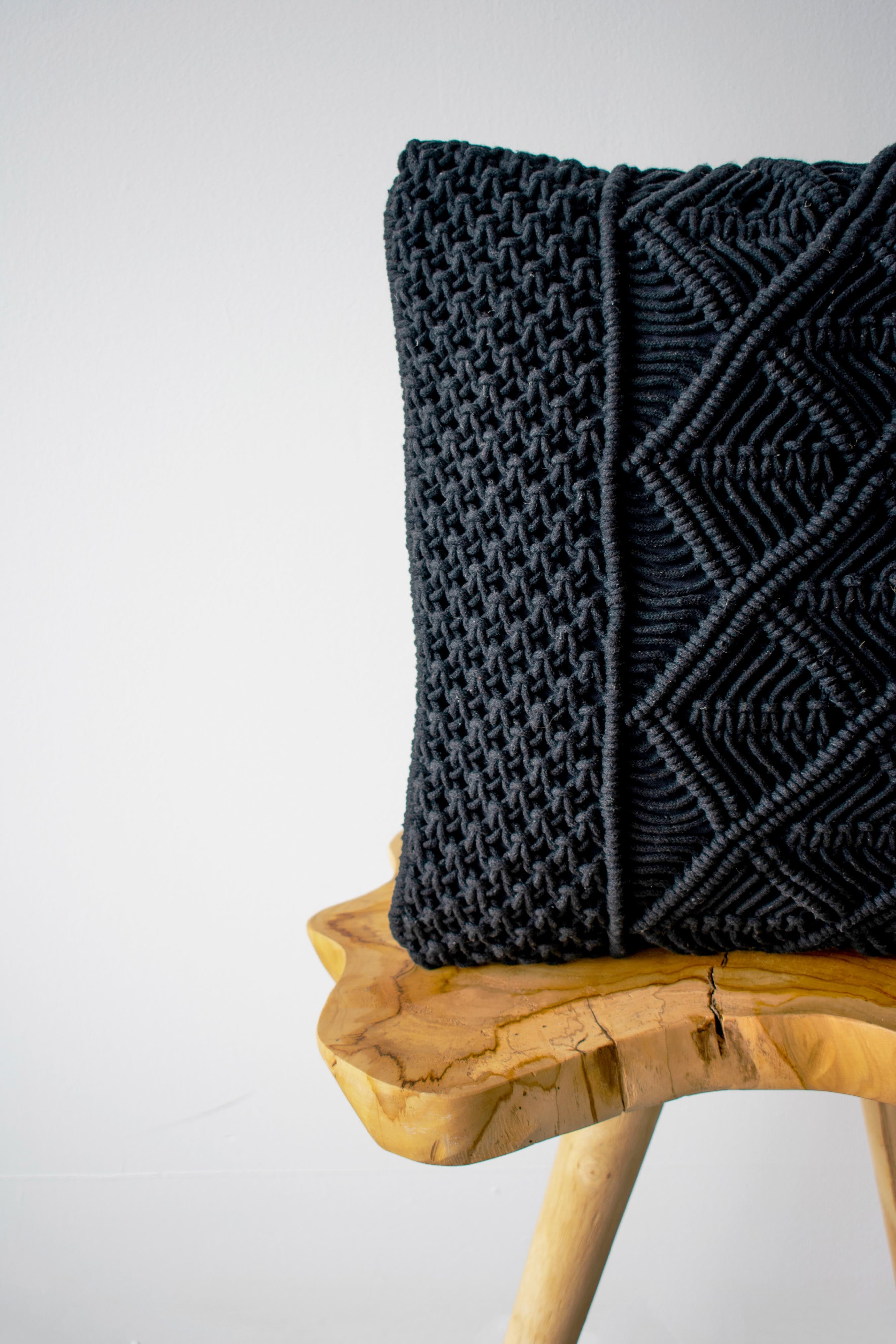 Black on sale macrame pillow