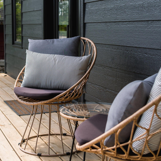 OUTDOOR PILLOW - GREY STRIPE LUMBAR