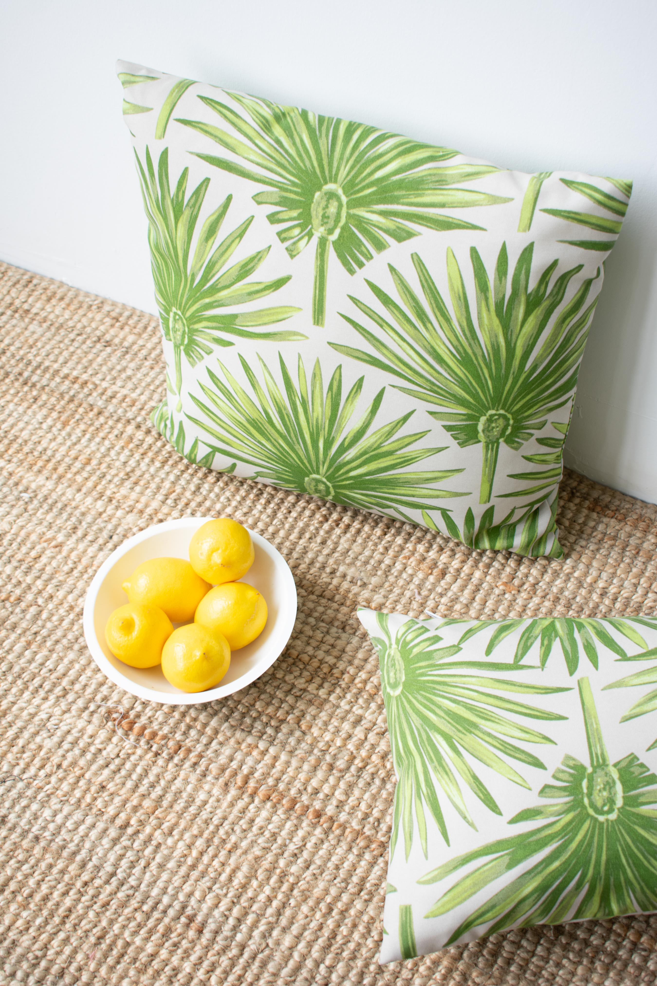 OUTDOOR PILLOW GREEN PALM LEAF LUMBAR Show Cushions