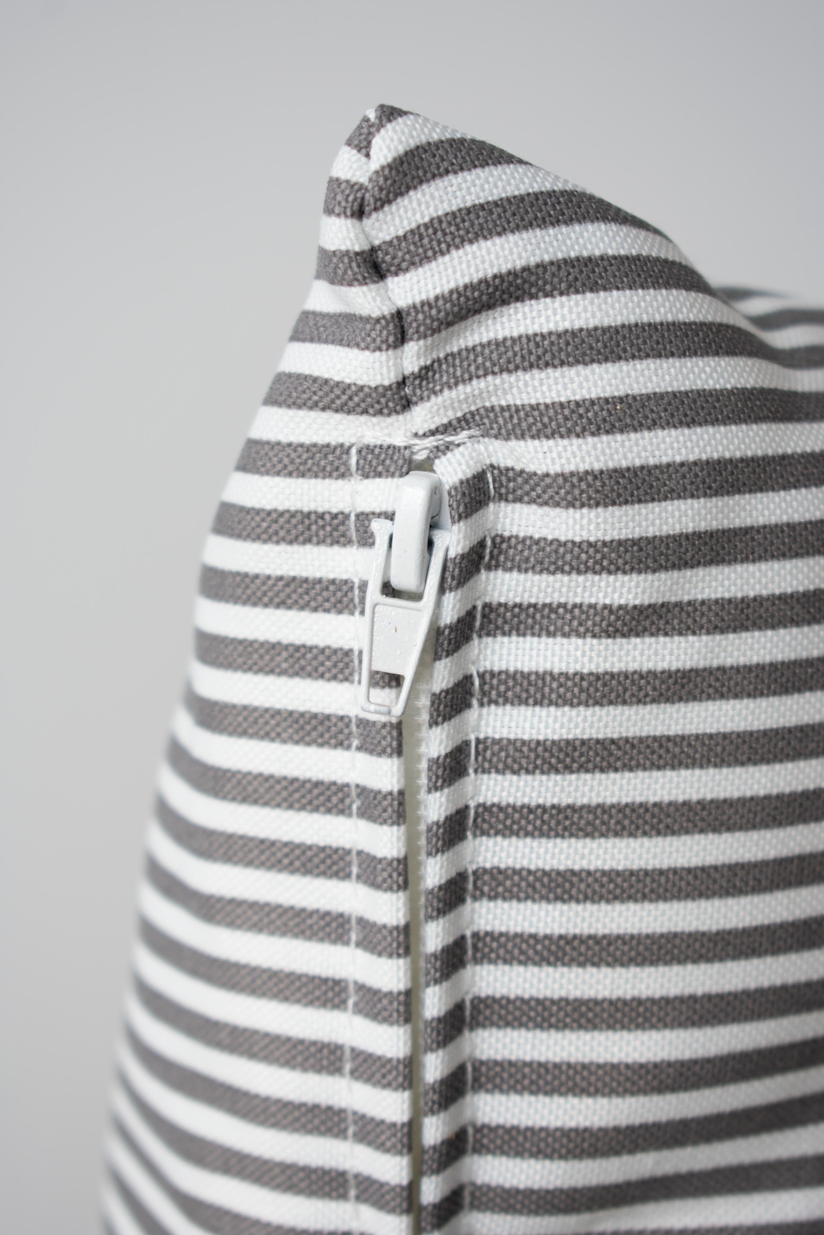 OUTDOOR PILLOW GREY STRIPE LUMBAR Show Cushions